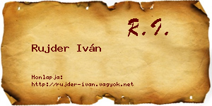 Rujder Iván névjegykártya